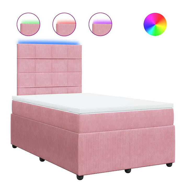 Pat box spring cu saltea, roz, 120x200 cm, catifea - WALTI WALTI
