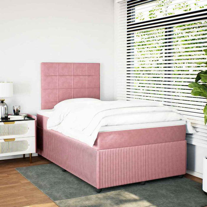 Pat box spring cu saltea, roz, 120x200 cm, catifea - WALTI WALTI