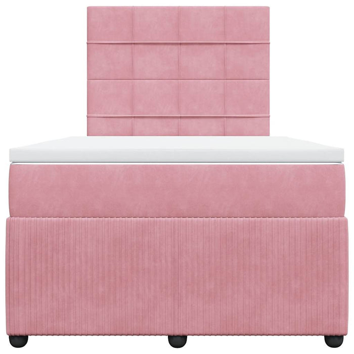 Pat box spring cu saltea, roz, 120x200 cm, catifea - WALTI WALTI
