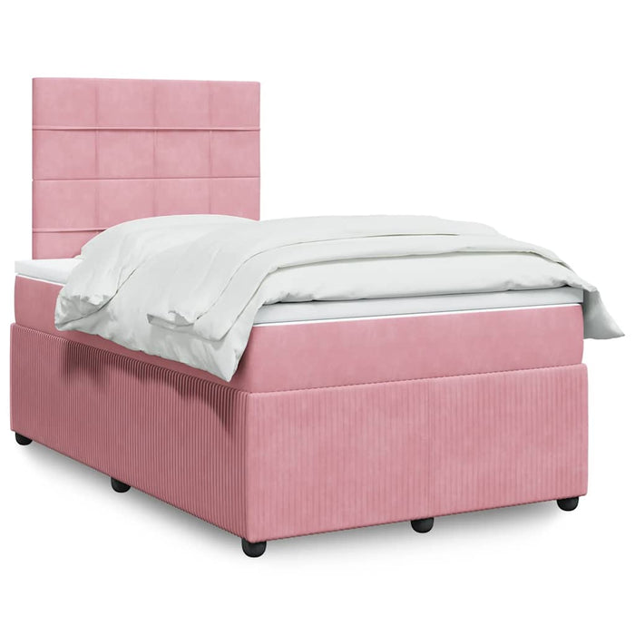 Pat box spring cu saltea, roz, 120x200 cm, catifea - WALTI WALTI