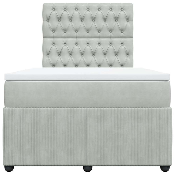 Pat continental cu saltea, gri deschis, 120x200 cm, catifea - WALTI WALTI