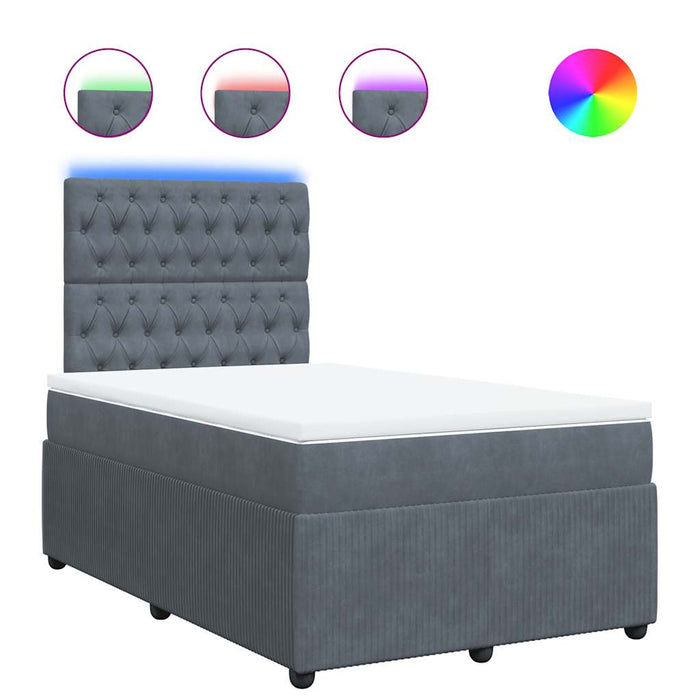 Pat box spring cu saltea, gri închis, 120x200 cm, catifea - WALTI WALTI