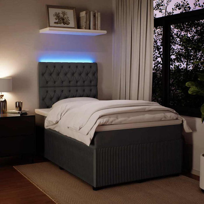 Pat box spring cu saltea, gri închis, 120x200 cm, catifea - WALTI WALTI