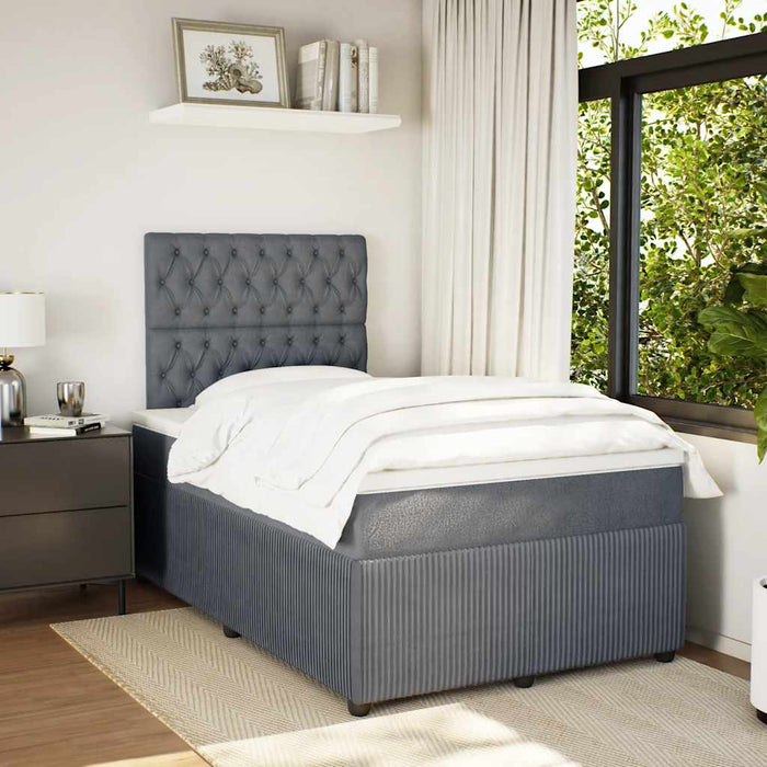 Pat box spring cu saltea, gri închis, 120x200 cm, catifea - WALTI WALTI