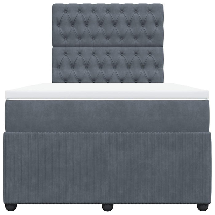 Pat box spring cu saltea, gri închis, 120x200 cm, catifea - WALTI WALTI