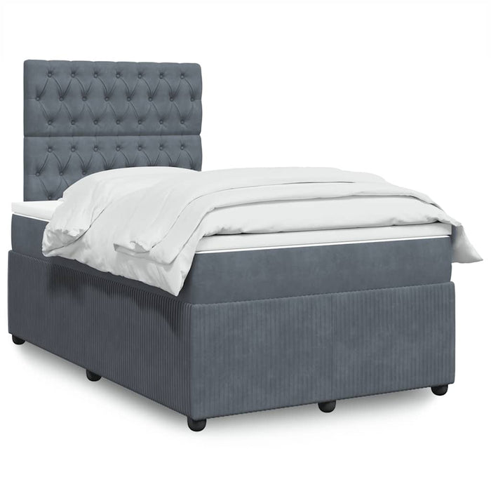 Pat box spring cu saltea, gri închis, 120x200 cm, catifea - WALTI WALTI