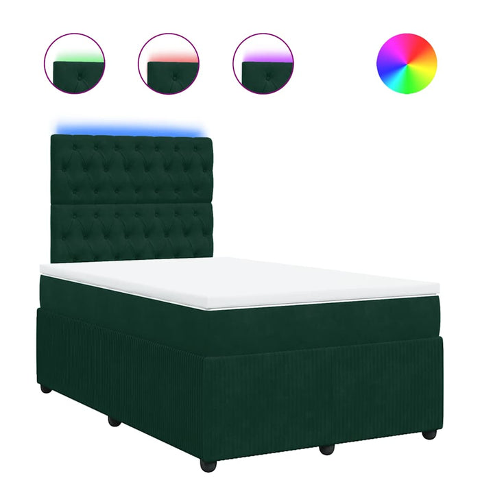 Pat box spring cu saltea, verde închis, 120x200 cm, catifea - WALTI WALTI