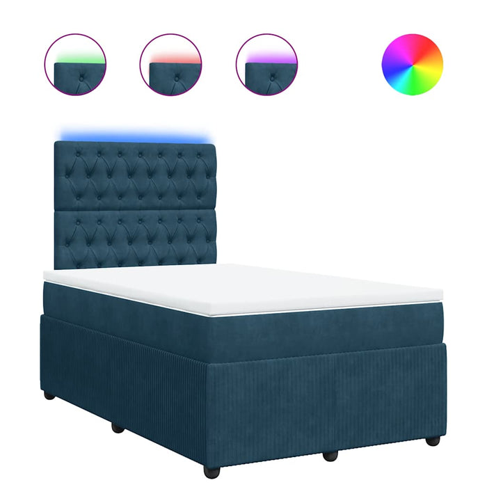 Pat box spring cu saltea, albastru, 120x200 cm, catifea - WALTI WALTI