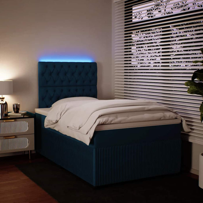 Pat box spring cu saltea, albastru, 120x200 cm, catifea - WALTI WALTI