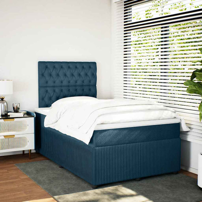 Pat box spring cu saltea, albastru, 120x200 cm, catifea - WALTI WALTI
