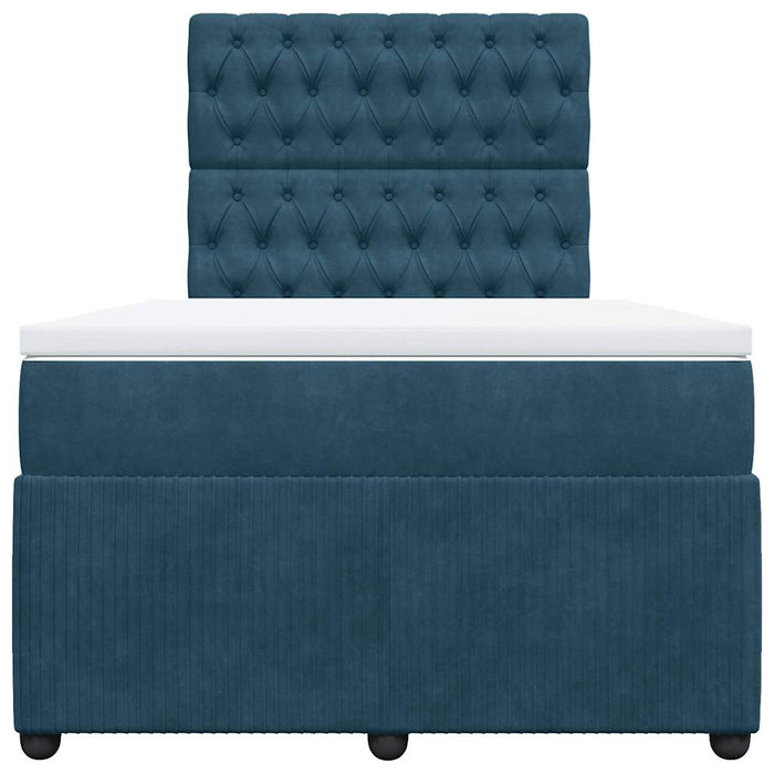 Pat box spring cu saltea, albastru, 120x200 cm, catifea - WALTI WALTI