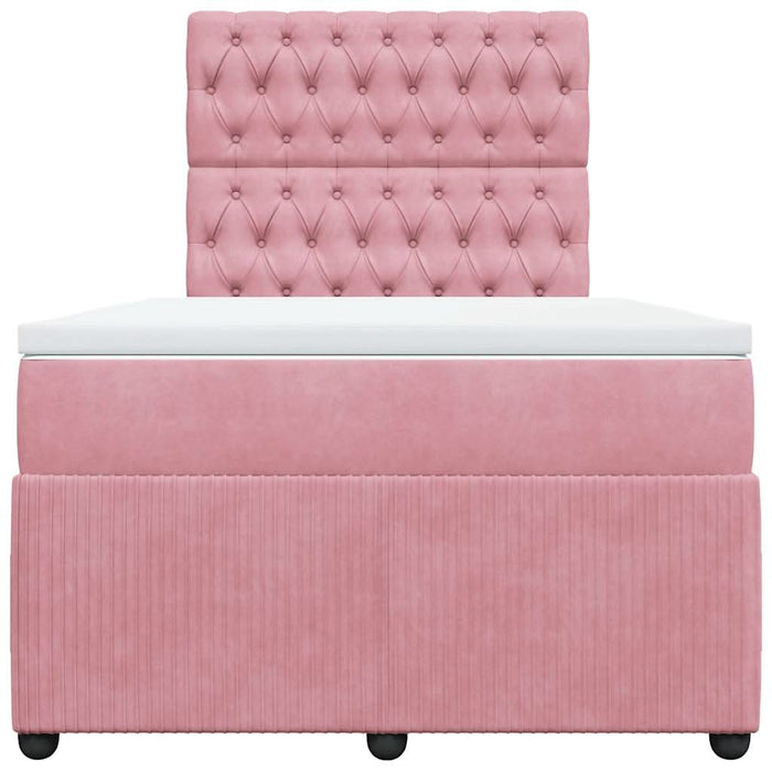 Pat box spring cu saltea, roz, 120x200 cm, catifea - WALTI WALTI