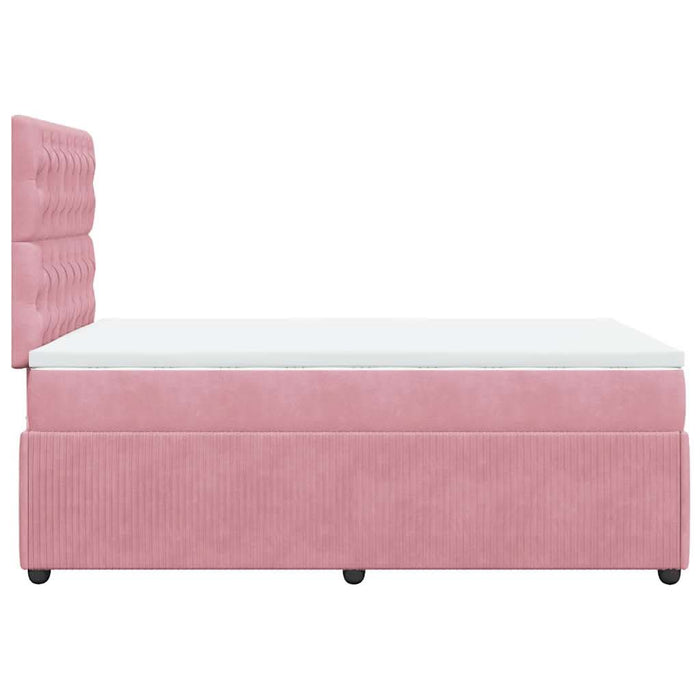 Pat box spring cu saltea, roz, 120x200 cm, catifea - WALTI WALTI
