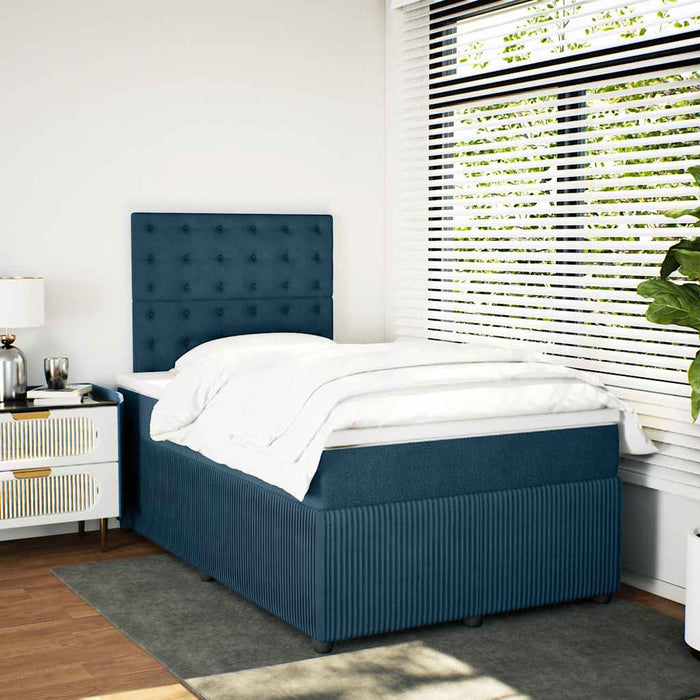 Pat box spring cu saltea, albastru, 120x200 cm, catifea - WALTI WALTI