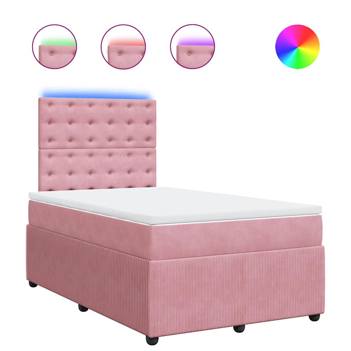 Pat box spring cu saltea, roz, 120x200 cm, catifea - WALTI WALTI