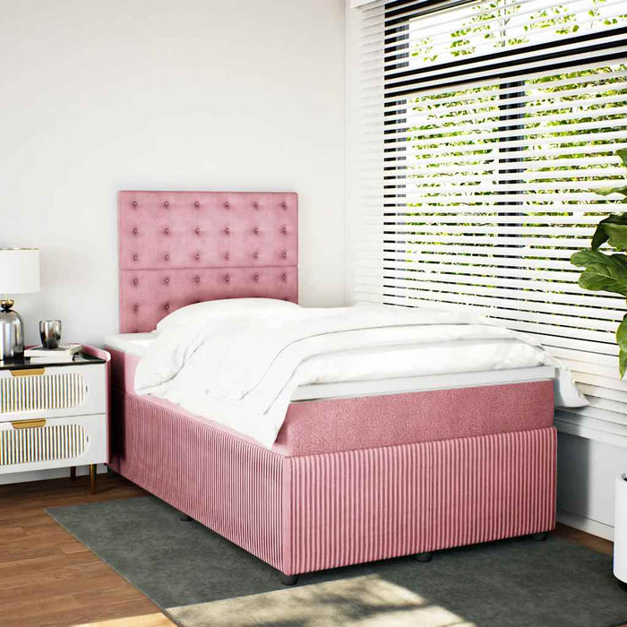 Pat box spring cu saltea, roz, 120x200 cm, catifea - WALTI WALTI