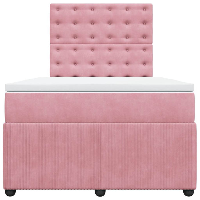Pat box spring cu saltea, roz, 120x200 cm, catifea - WALTI WALTI