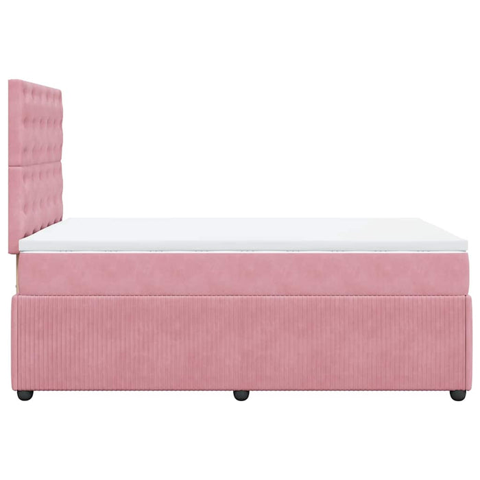 Pat box spring cu saltea, roz, 120x200 cm, catifea - WALTI WALTI