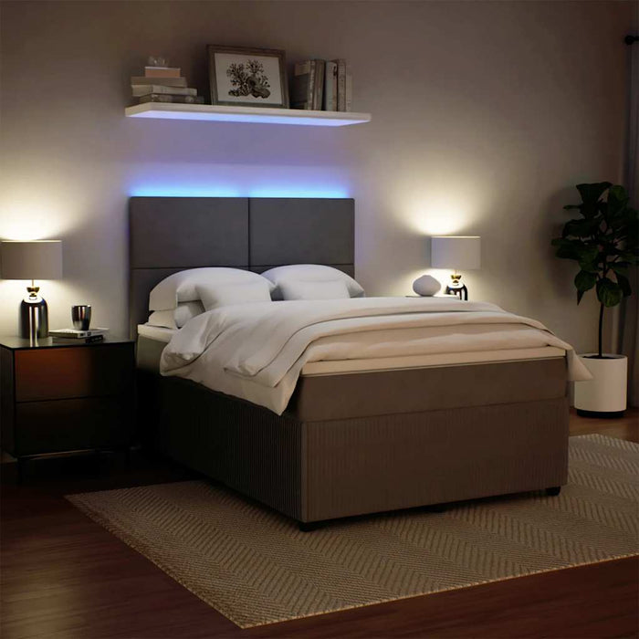 Pat box spring cu saltea, gri deschis, 140x190 cm, catifea - WALTI WALTI