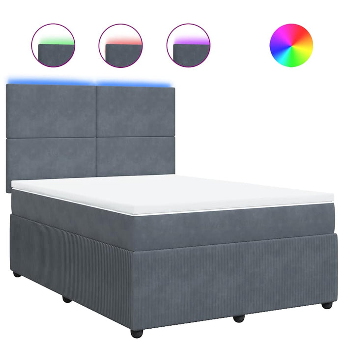 Pat box spring cu saltea, gri închis, 140x190 cm, catifea - WALTI WALTI