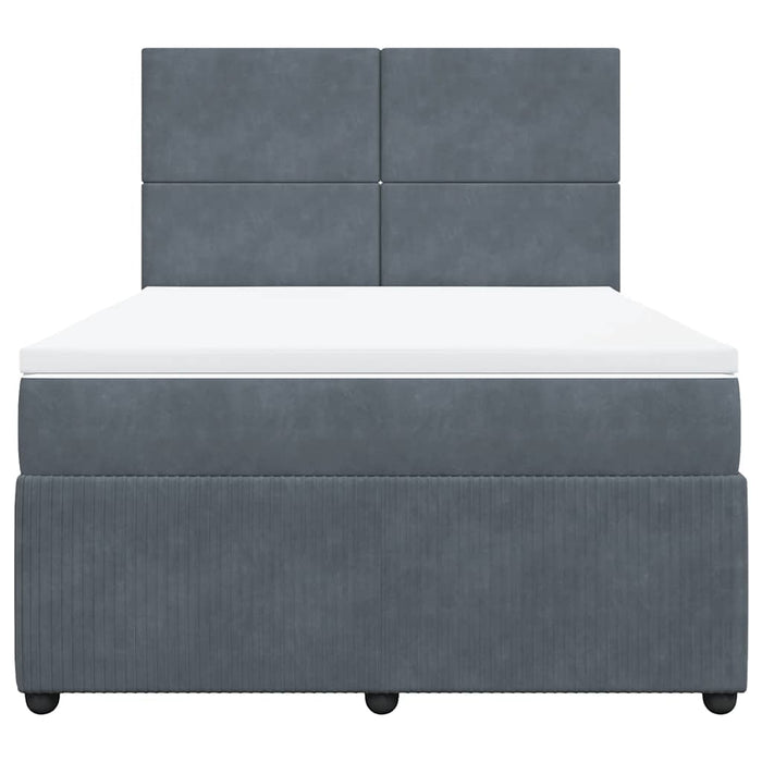 Pat box spring cu saltea, gri închis, 140x190 cm, catifea - WALTI WALTI