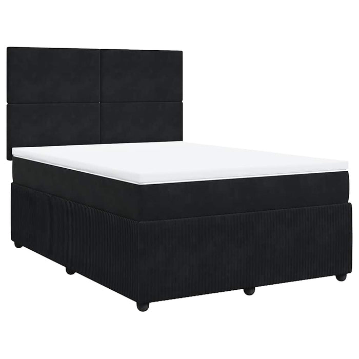 Pat box spring cu saltea, negru, 140x190 cm, catifea - WALTI WALTI