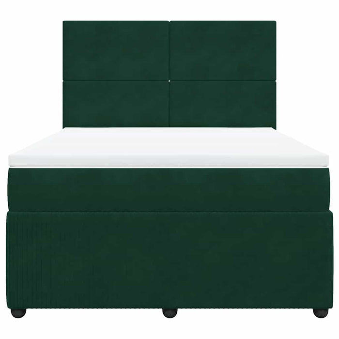 Pat box spring cu saltea, verde închis, 140x190 cm, catifea - WALTI WALTI