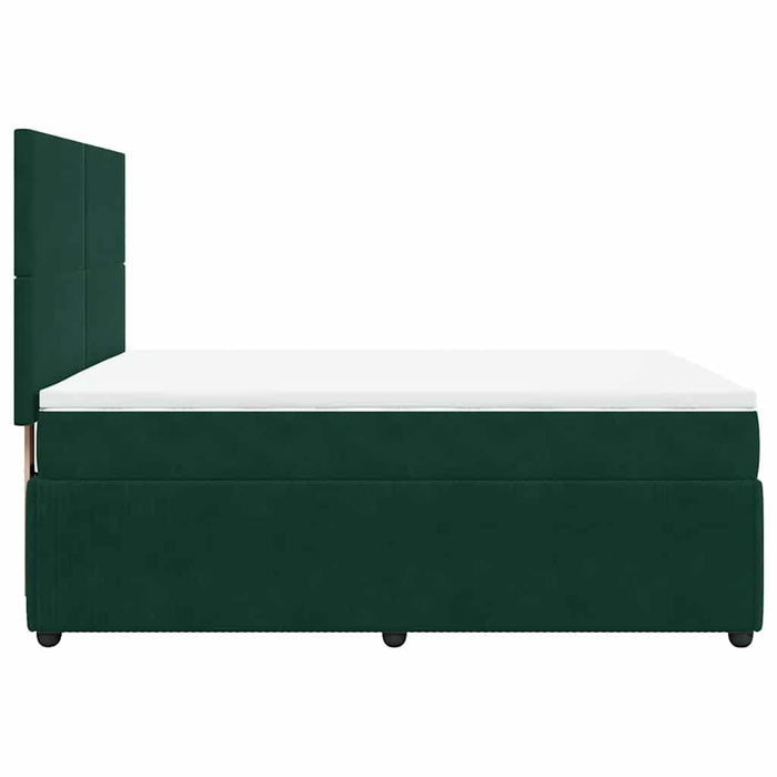Pat box spring cu saltea, verde închis, 140x190 cm, catifea - WALTI WALTI