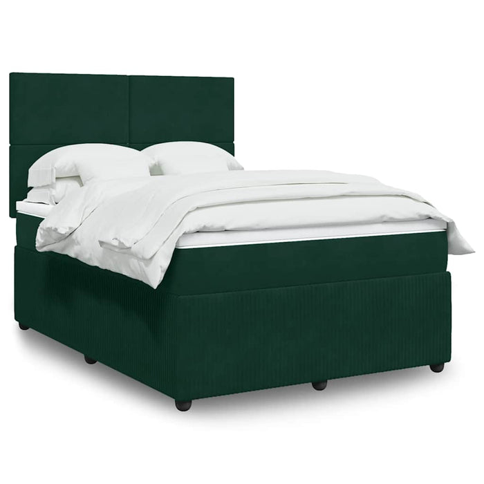 Pat box spring cu saltea, verde închis, 140x190 cm, catifea - WALTI WALTI