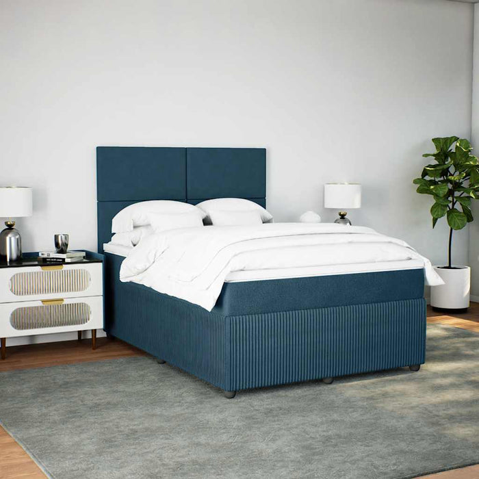 Pat box spring cu saltea, albastru, 140x190 cm, catifea - WALTI WALTI