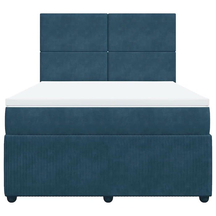 Pat box spring cu saltea, albastru, 140x190 cm, catifea - WALTI WALTI