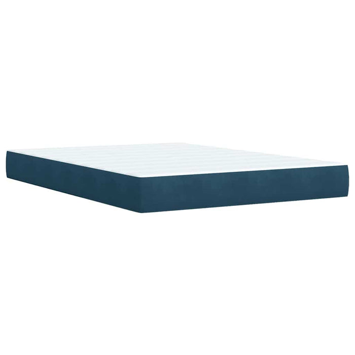 Pat box spring cu saltea, albastru, 140x190 cm, catifea - WALTI WALTI