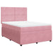 Pat box spring cu saltea, roz, 140x190 cm, catifea - WALTI WALTI