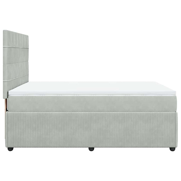 Pat box spring cu saltea, gri deschis, 140x190 cm, catifea - WALTI WALTI