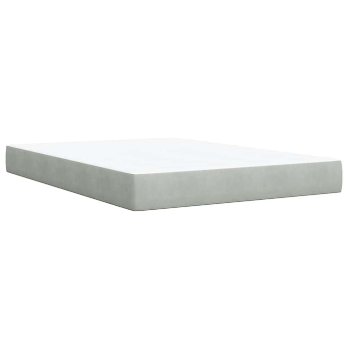 Pat box spring cu saltea, gri deschis, 140x190 cm, catifea - WALTI WALTI