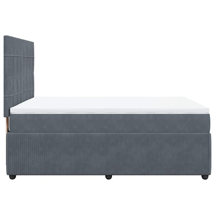 Pat box spring cu saltea, gri închis, 140x190 cm, catifea - WALTI WALTI