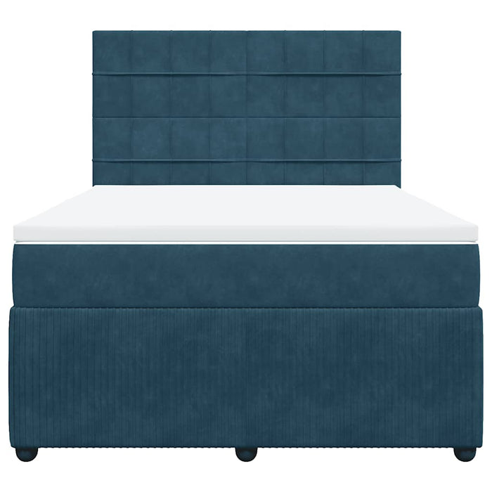 Pat box spring cu saltea, albastru, 140x190 cm, catifea - WALTI WALTI