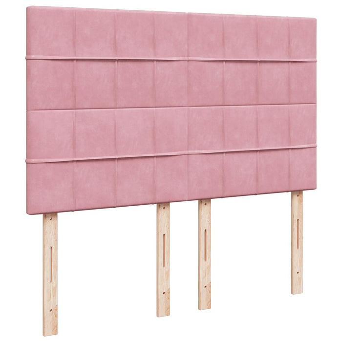 Pat box spring cu saltea, roz, 140x190 cm, catifea - WALTI WALTI
