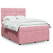 Pat box spring cu saltea, roz, 140x190 cm, catifea - WALTI WALTI