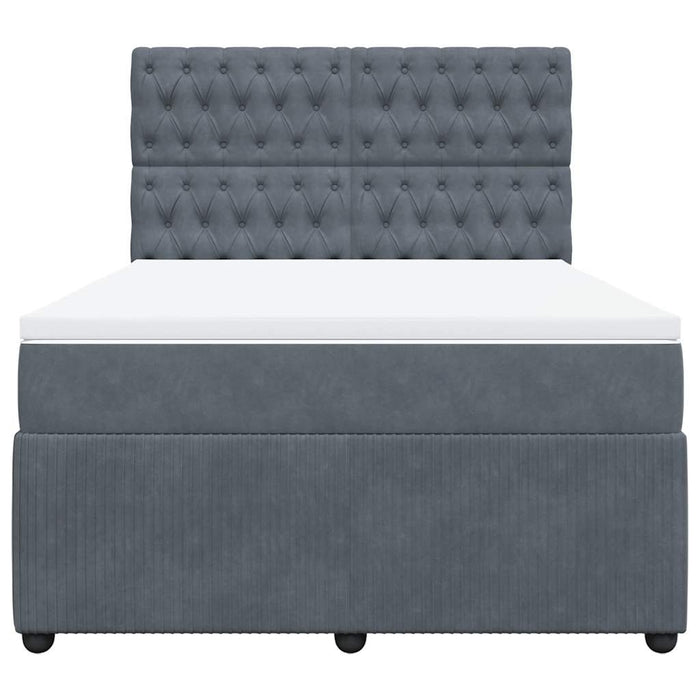 Pat box spring cu saltea, gri închis, 140x190 cm, catifea - WALTI WALTI