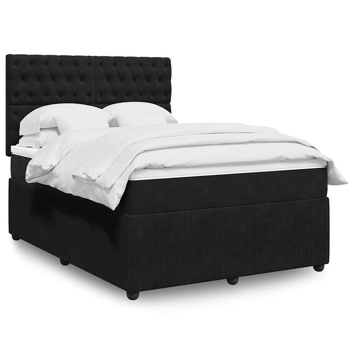 Pat box spring cu saltea, negru, 140x190 cm, catifea - WALTI WALTI