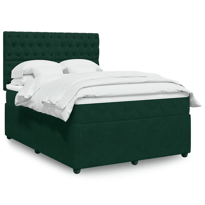 Pat box spring cu saltea, verde închis, 140x190 cm, catifea - WALTI WALTI