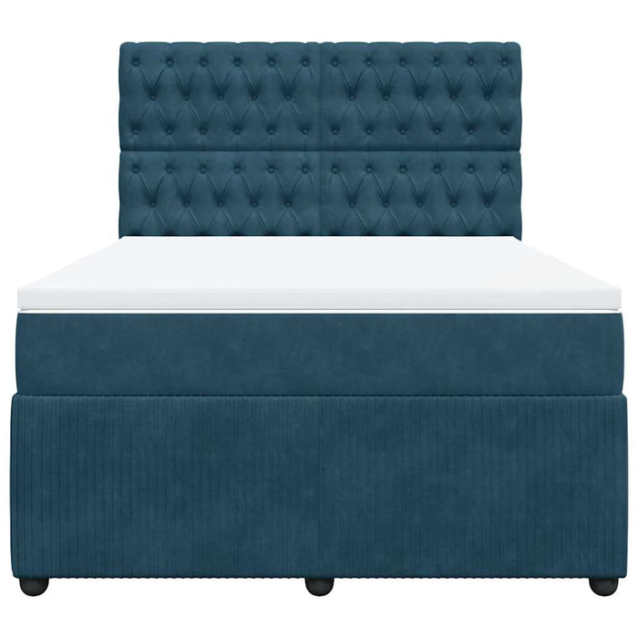 Pat box spring cu saltea, albastru, 140x190 cm, catifea - WALTI WALTI