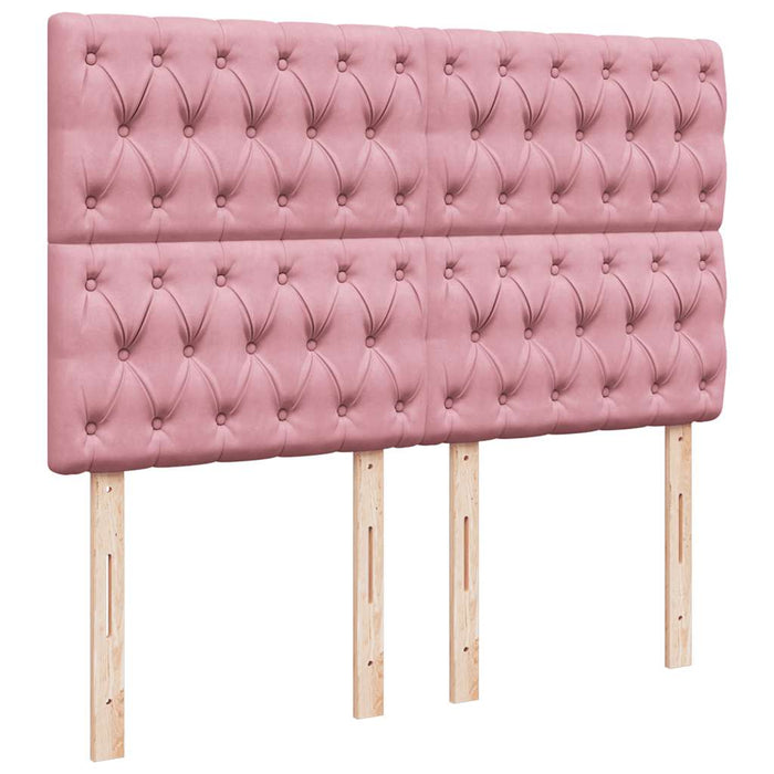 Pat box spring cu saltea, roz, 140x190 cm, catifea - WALTI WALTI
