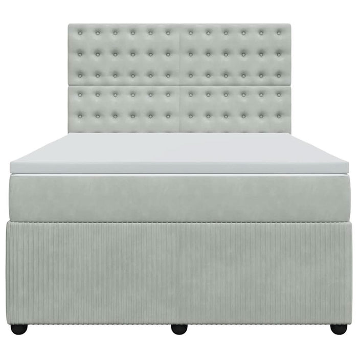 Pat box spring cu saltea, gri deschis, 140x190 cm, catifea - WALTI WALTI