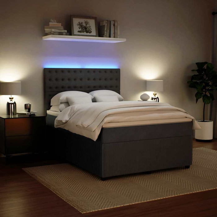 Pat box spring cu saltea, gri închis, 140x190 cm, catifea - WALTI WALTI