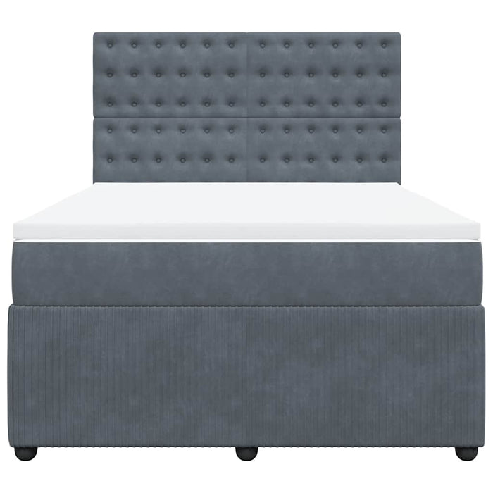 Pat box spring cu saltea, gri închis, 140x190 cm, catifea - WALTI WALTI