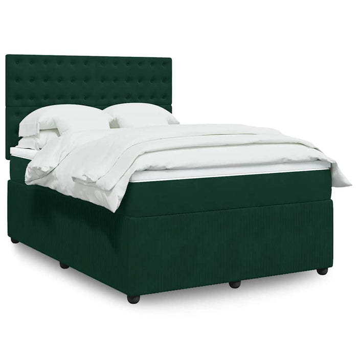 Pat box spring cu saltea, verde închis, 140x190 cm, catifea - WALTI WALTI
