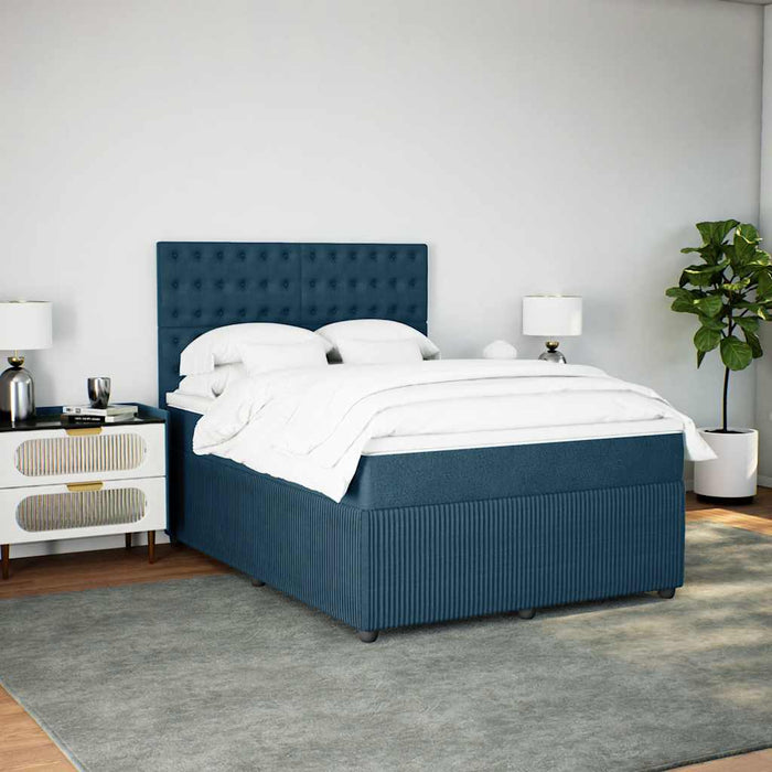 Pat box spring cu saltea, albastru, 140x190 cm, catifea - WALTI WALTI