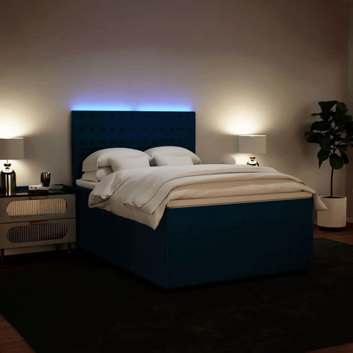 Pat box spring cu saltea, albastru, 140x190 cm, catifea - WALTI WALTI